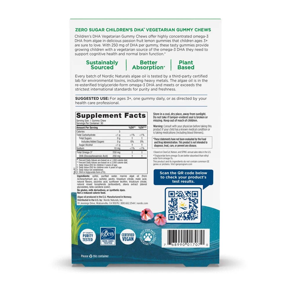 Children's DHA Vegetarian Gummies (Zero Sugar) 30 gummies Marakuja & Cytryna Nordic Naturals Sklep Nordic.pl