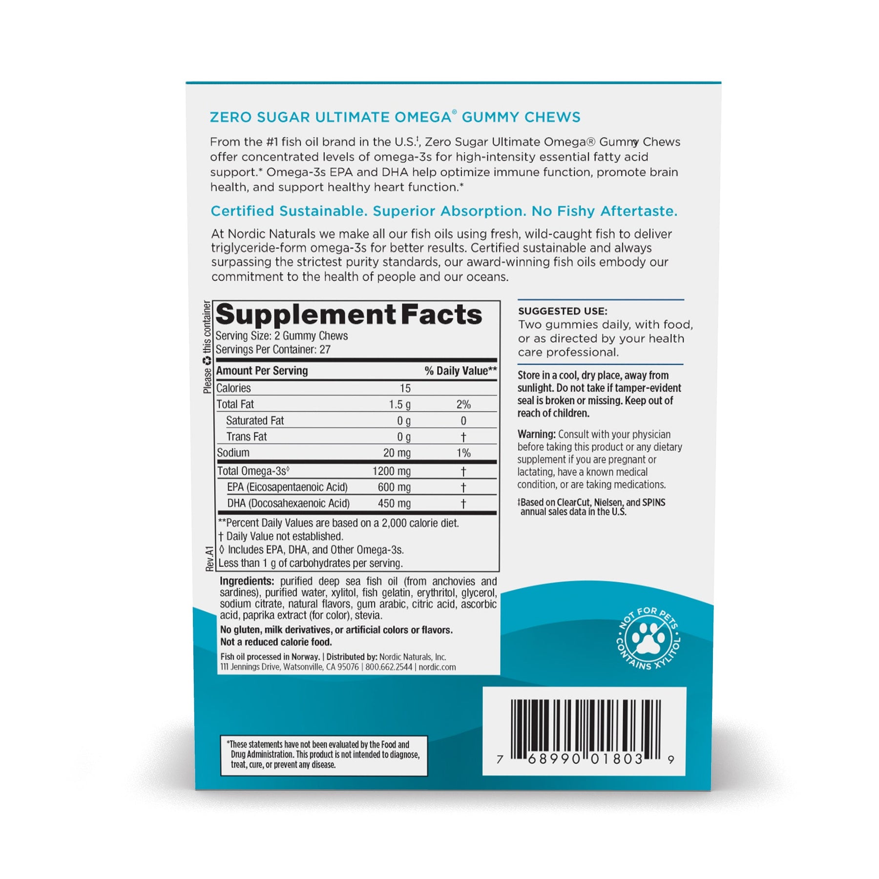 Zero Sugar Ultimate Omega Gummy 54 gummies Owoce tropikalne Nordic Naturals Sklep Nordic.pl