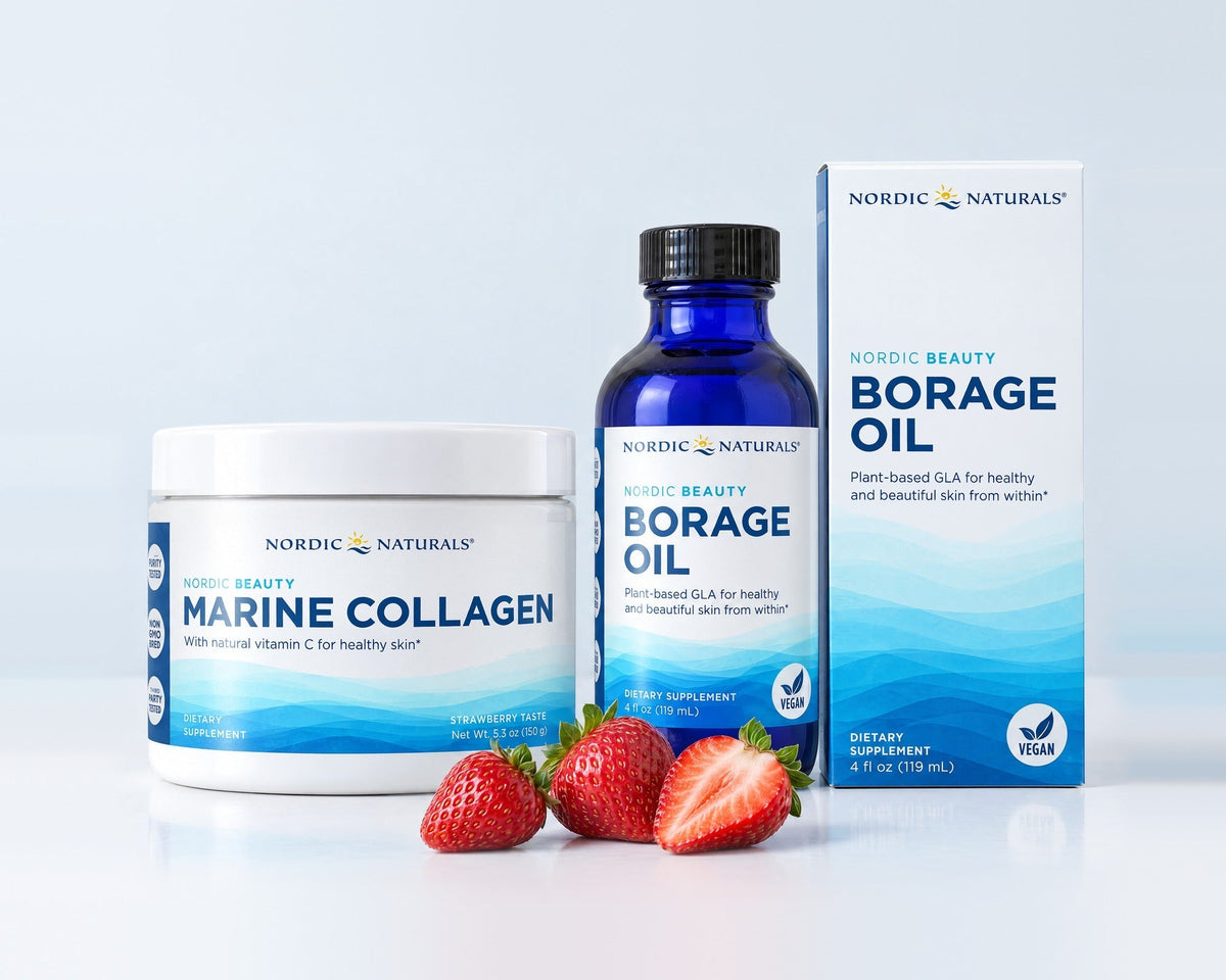 Marine Collagen i Borage Oil z truskawkami - seria Nordic Beauty Nordic Naturals