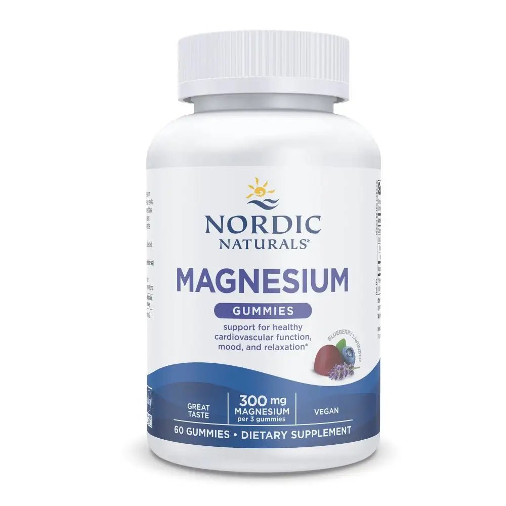 Magnesium Gummies Nordic Naturals  Magnez w żelkach Cytrynian Magnezu 60 żelek wegańskich o smaku jagodowo lawendowym
