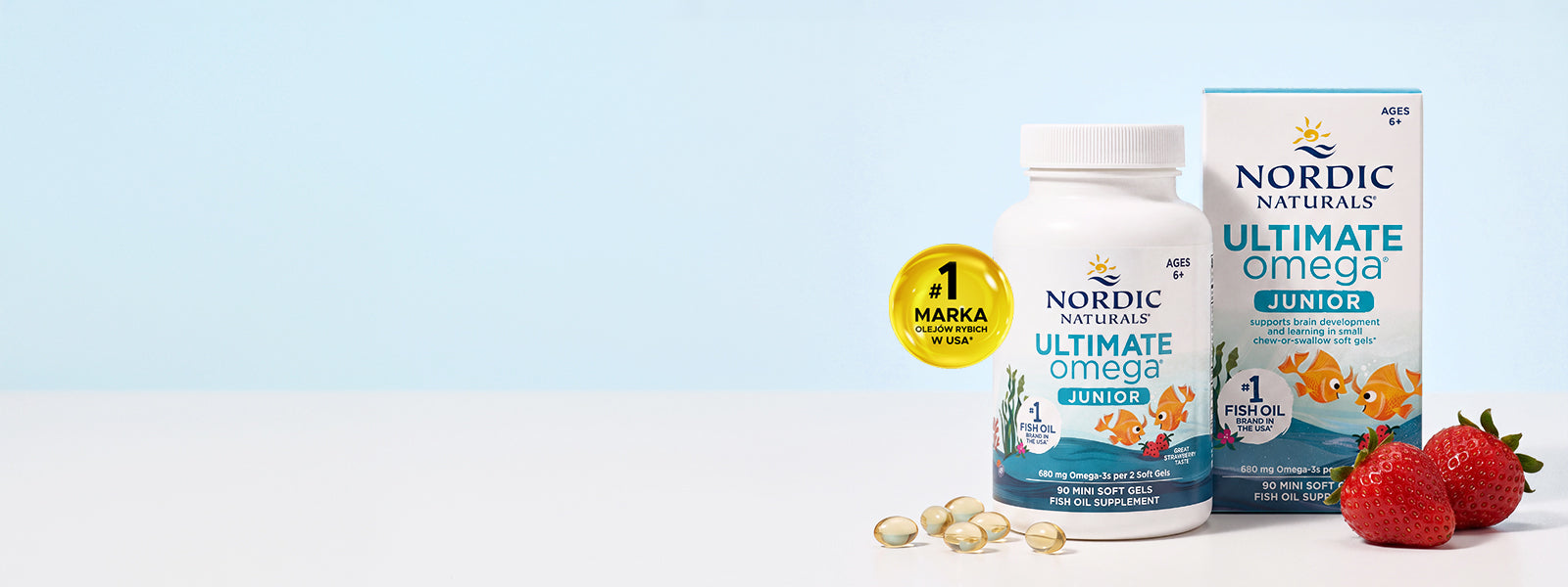 Omega-3 dla dzieci w mini kapsułkach o smaku truskawkowym Nordic Naturals