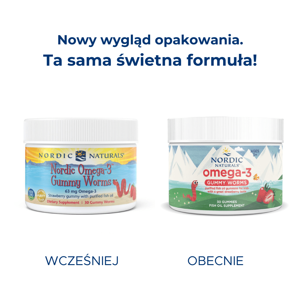 Nordic Omega - 3 Gummy Worms 30 gummies Truskawka Nordic Naturals Sklep Nordic.pl