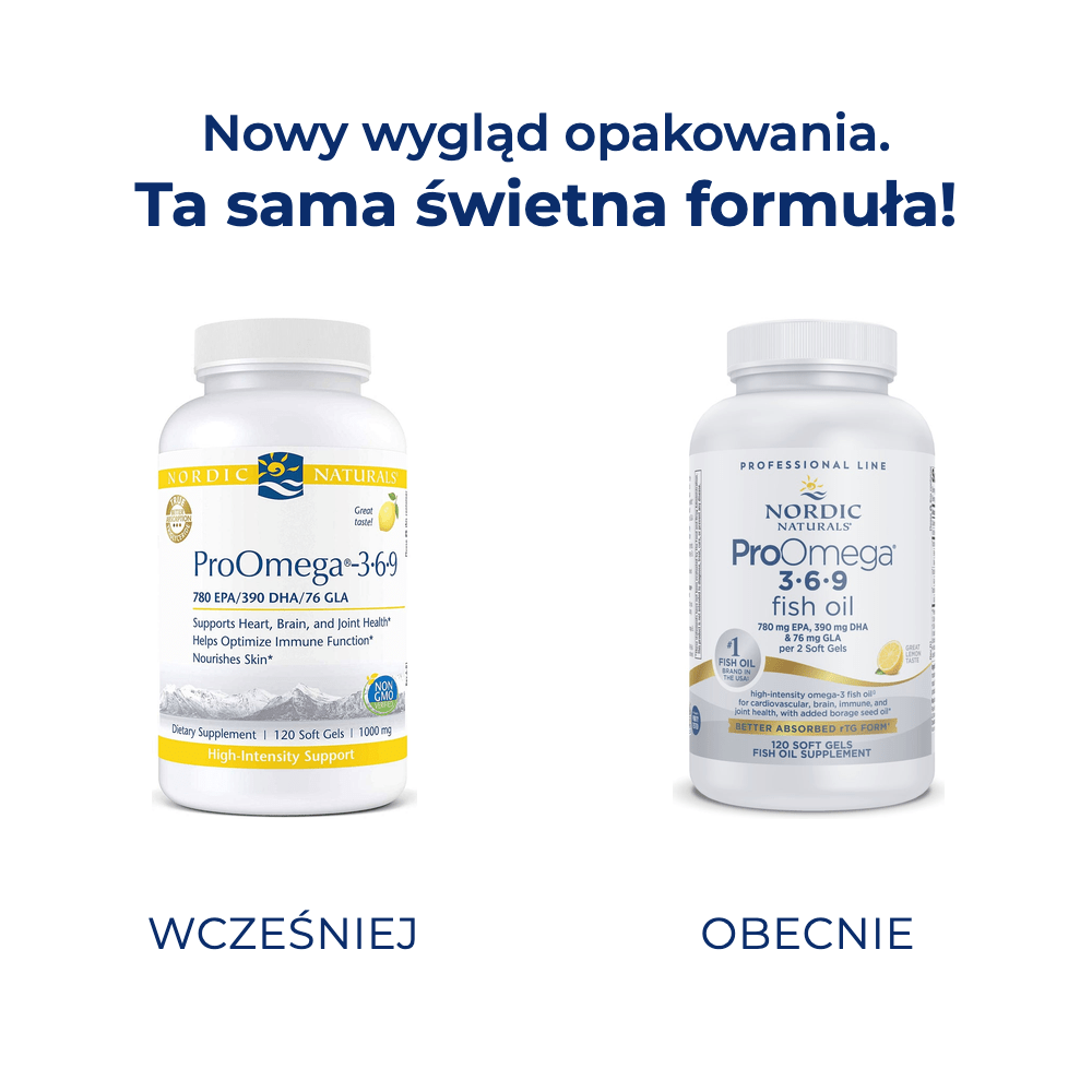 ProOmega-3-6-9 120 softgels Cytryna Nordic Naturals nowy wygląd opakowania Sklep Nordic.pl