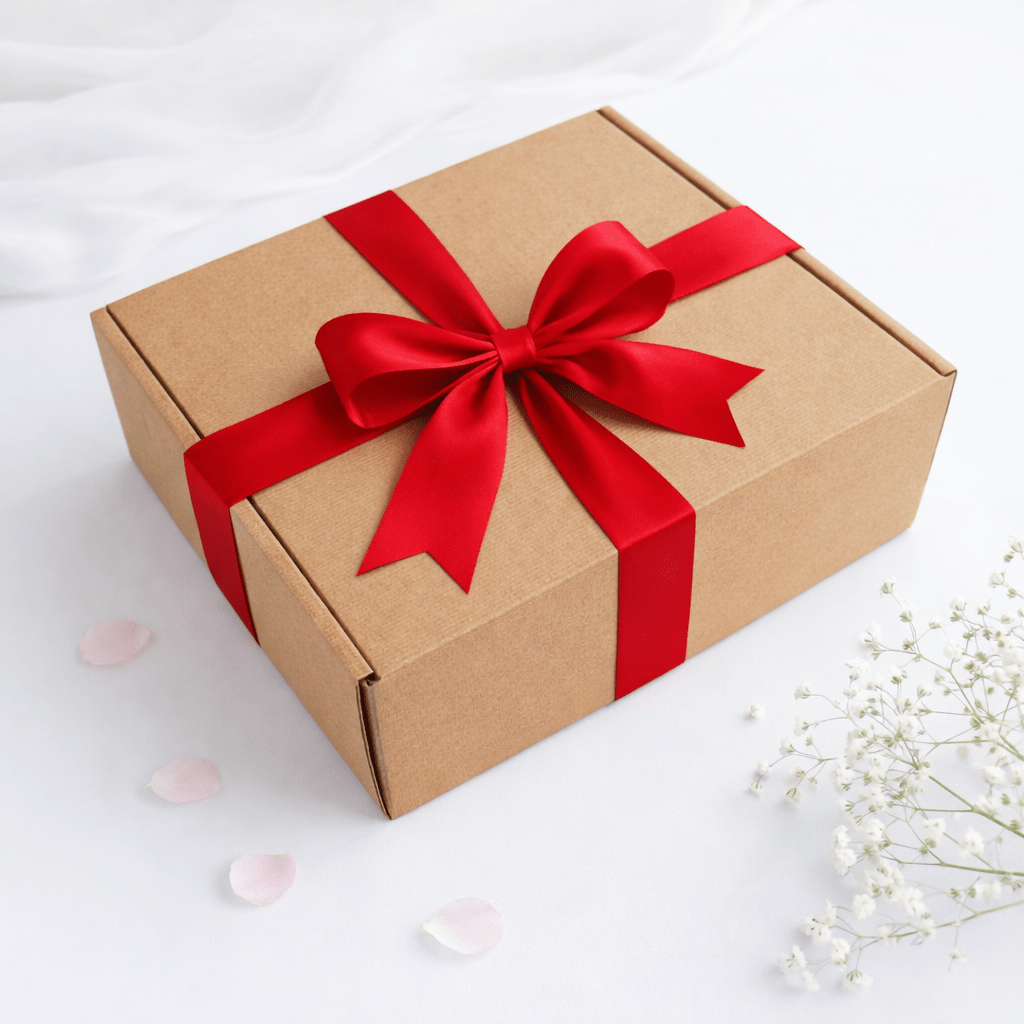 Pudełko prezentowe RED Ozdobne pudełko wypełnione wiórkami z satynową wstążką i kokardą NORDIC.PL Sklep Nordic.pl