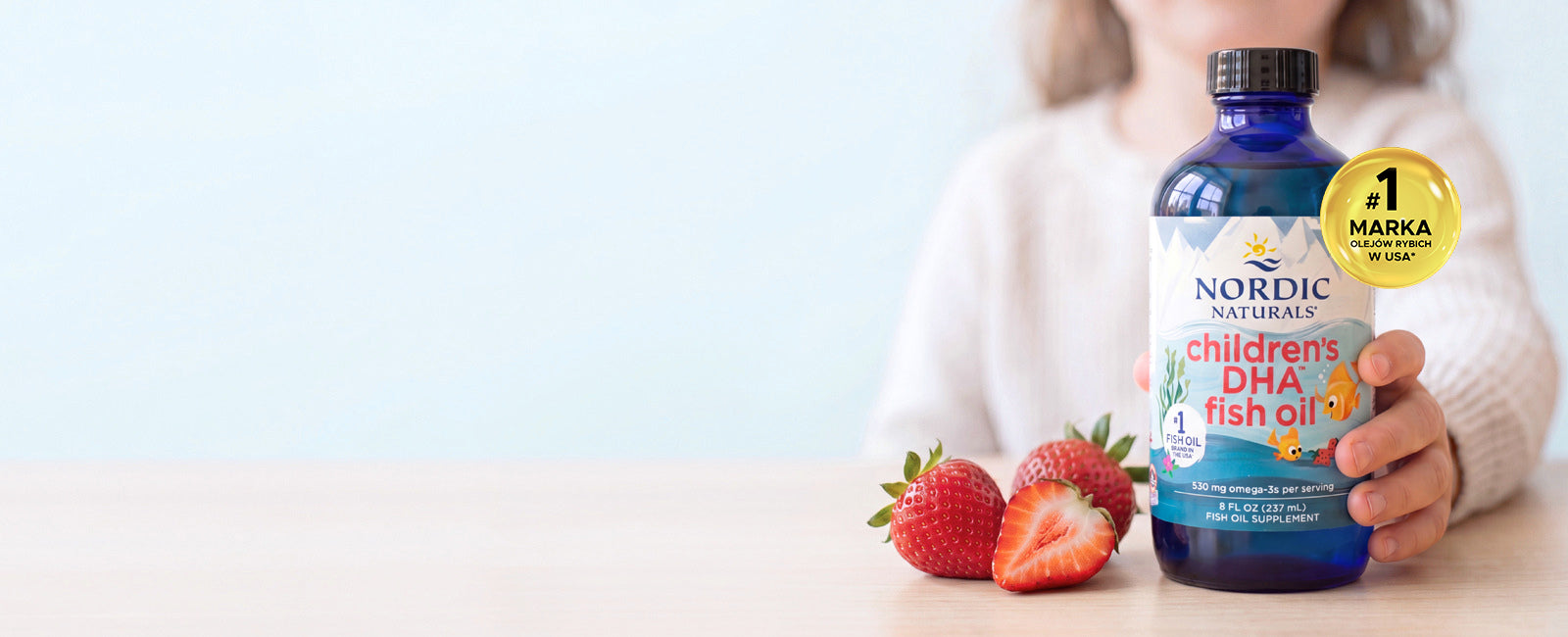 Smaczny tran dla dzieci który naprawdę smakuje Children's DHA Nordic Naturals  o smaku truskawkowym - Marka nr 1 wśród olejów rybich w USA