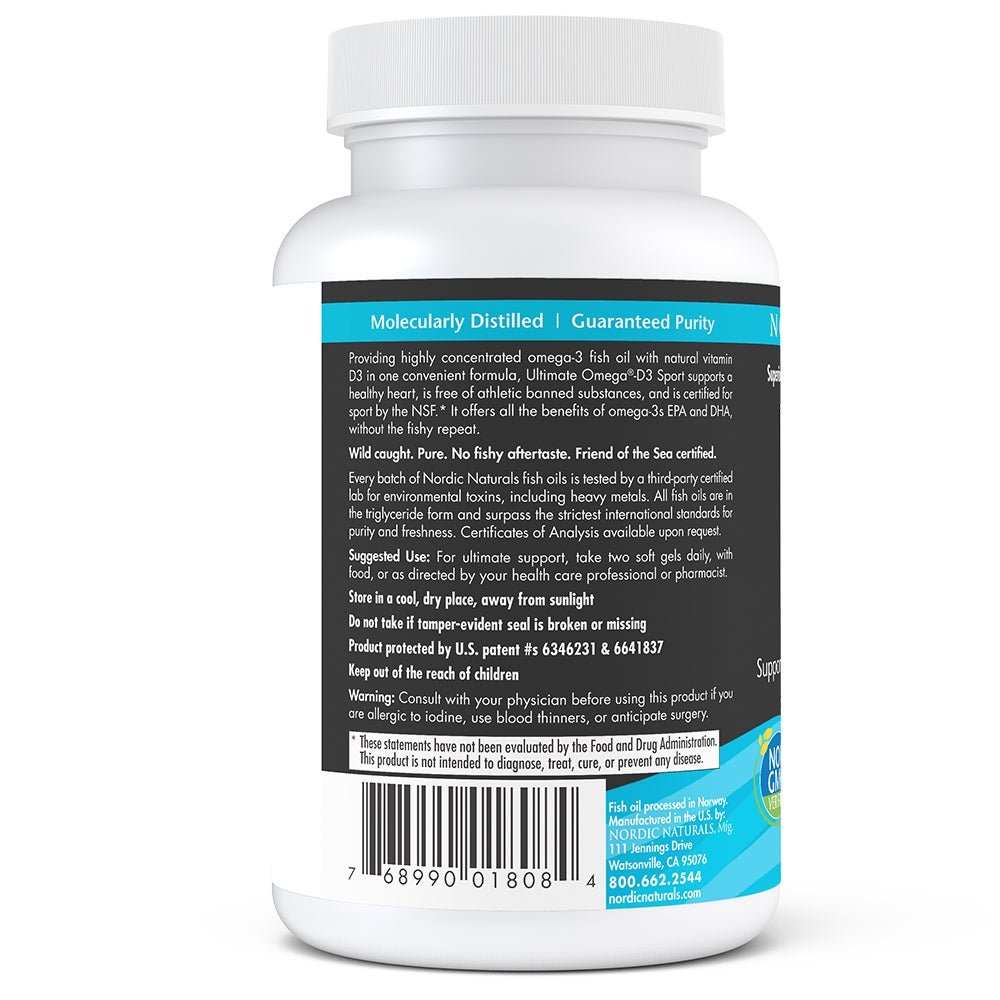 Ultimate Omega - D3 Sport 60 softgels Cytryna Nordic Naturals Sklep Nordic.pl